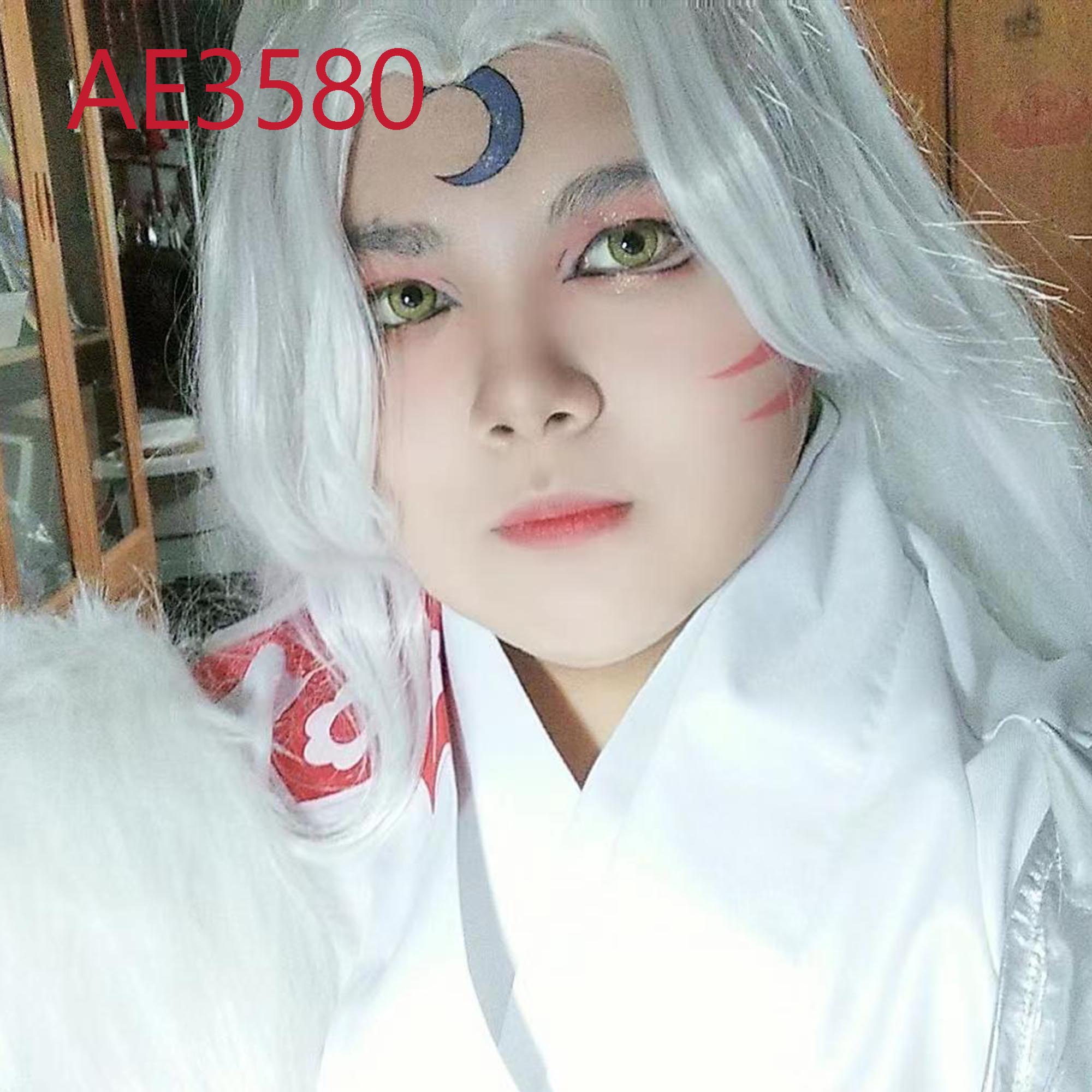 Anime Sesshomaru 100cm Long Wigs Cosplay White Straight Fake Hair for Inuyasha