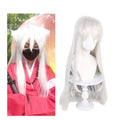 Anime Inuyasha 80cm Long Wigs with White Ear Cosplay White Straight Fake Hair for Inuyasha