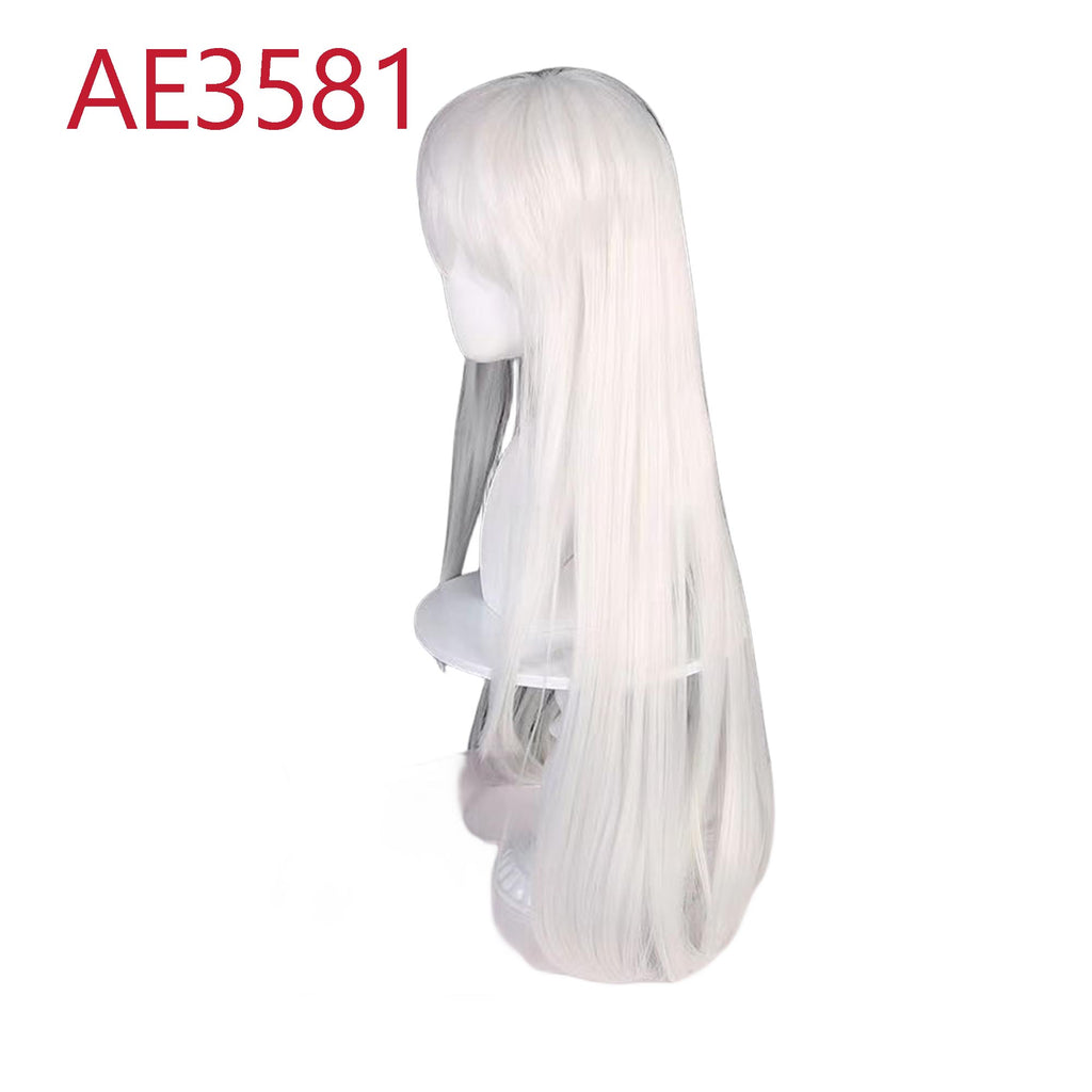 Anime Inuyasha 80cm Long Wigs with White Ear Cosplay White Straight Fake Hair for Inuyasha