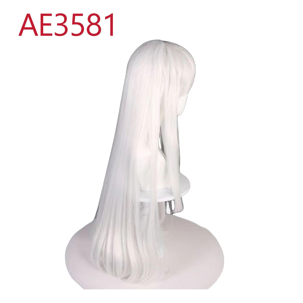 Anime Inuyasha 80cm Long Wigs with White Ear Cosplay White Straight Fake Hair for Inuyasha