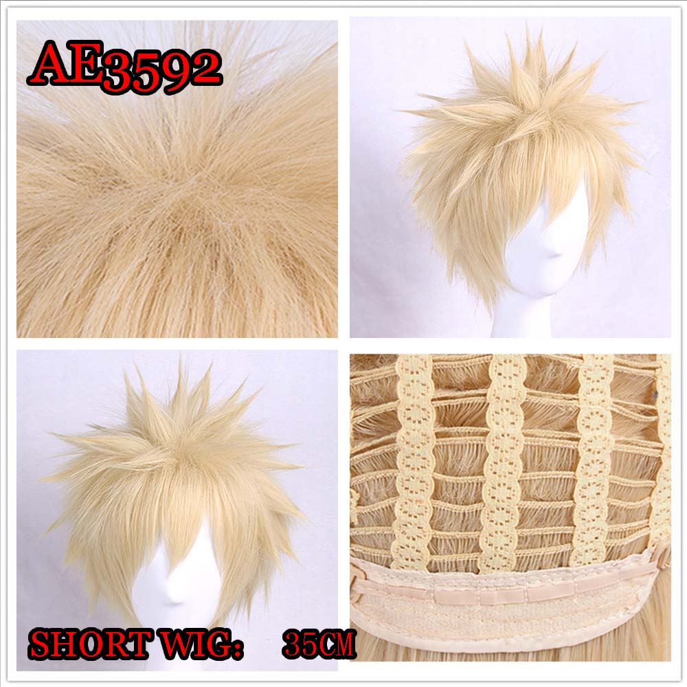 Anime Bakugou Katsuki 20cm Short Wigs Golden Color Fake Hair for My Hero Academia