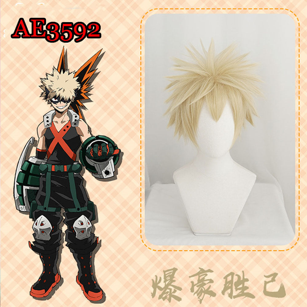 Anime Bakugou Katsuki 20cm Short Wigs Golden Color Fake Hair for My Hero Academia