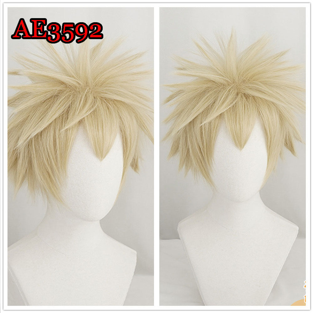 Anime Bakugou Katsuki 20cm Short Wigs Golden Color Fake Hair for My Hero Academia