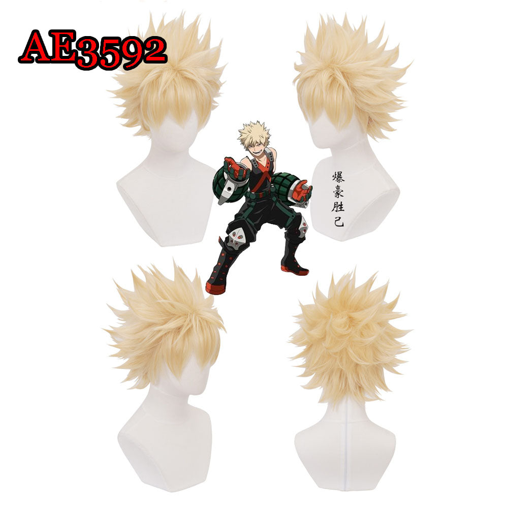 Anime Bakugou Katsuki 20cm Short Wigs Golden Color Fake Hair for My Hero Academia