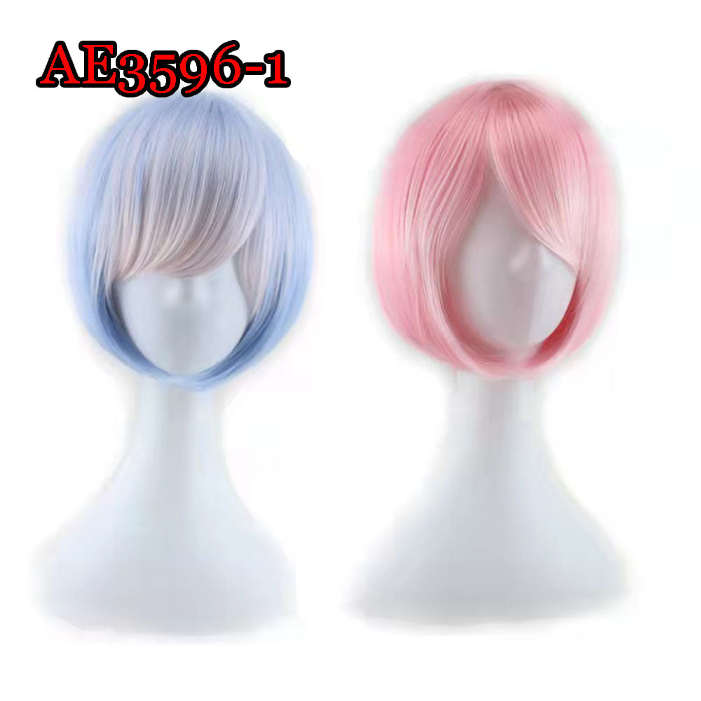 Anime Rem Ram Cosplay Wigs with Hairband 30cm Fake Hair for A Zero -Starting Life in Another World‌
