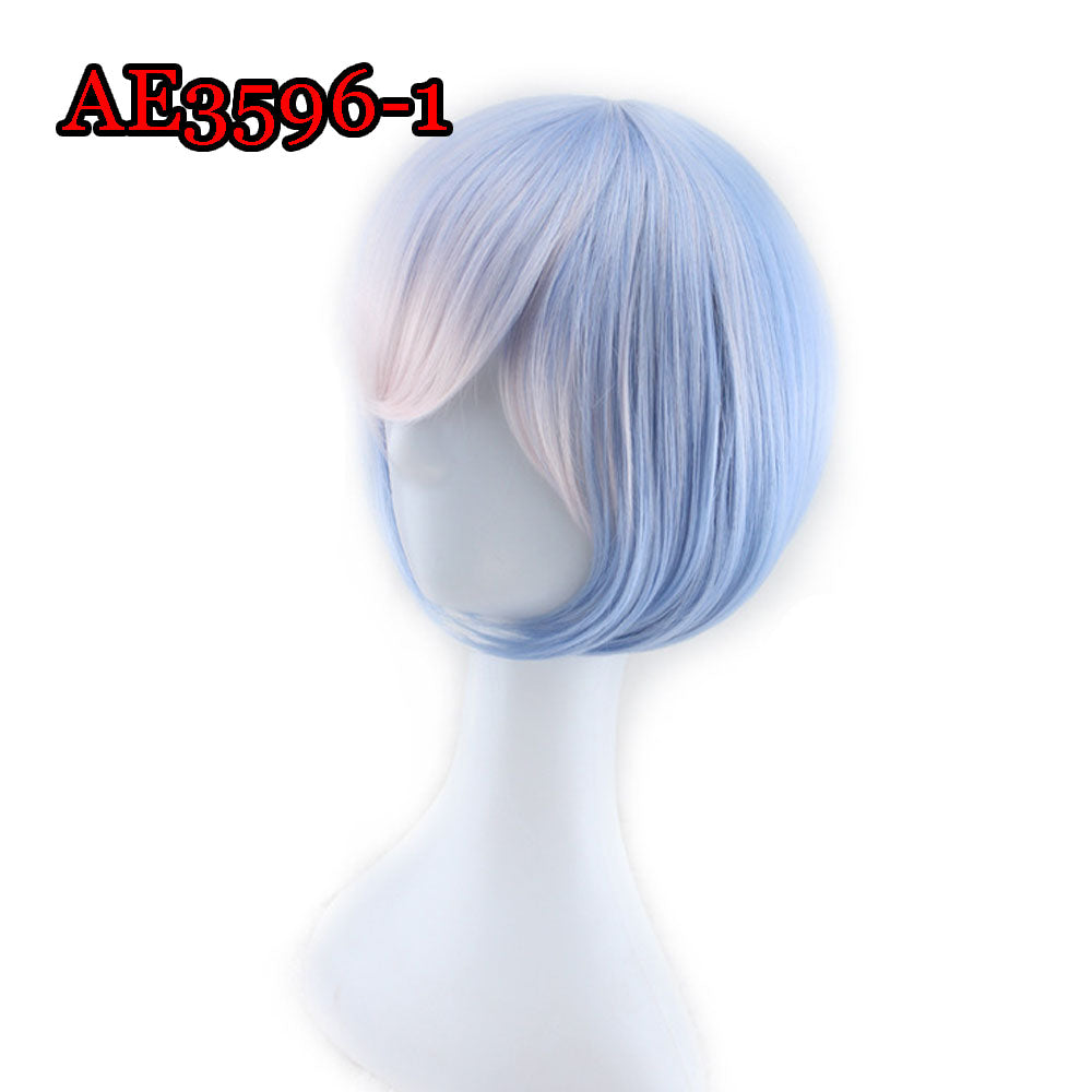 Anime Rem Ram Cosplay Wigs with Hairband 30cm Fake Hair for A Zero -Starting Life in Another World‌