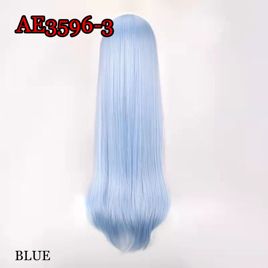 Anime Rem Ram 80cm Long Straight Wigs with Hairband Blue or Pink Cosplay Fake Hair for A Zero -Starting Life in Another World‌