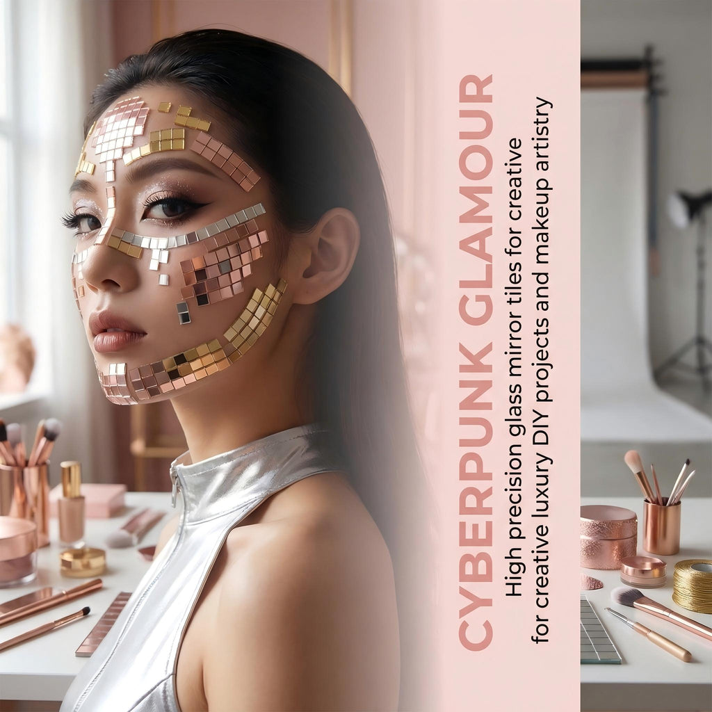 5x5mm Small Self-Adhesive Cyberpunk Face & Skin Makeup Glass Tiles | DIY Mosaic Craft Stickers (480pcs)