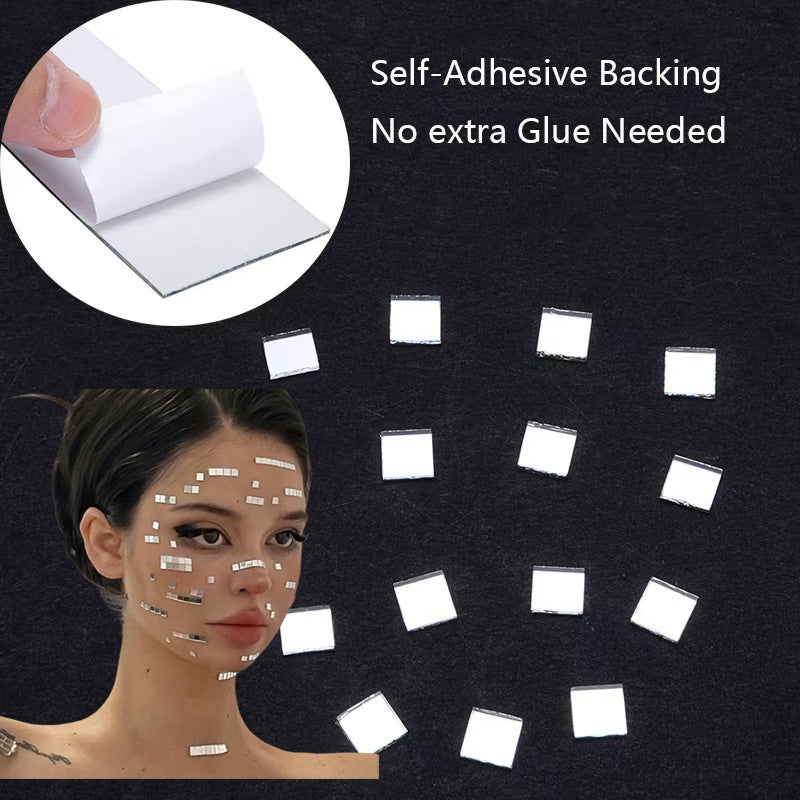 5x5mm Small Self-Adhesive Cyberpunk Face & Skin Makeup Glass Tiles | DIY Mosaic Craft Stickers (480pcs)