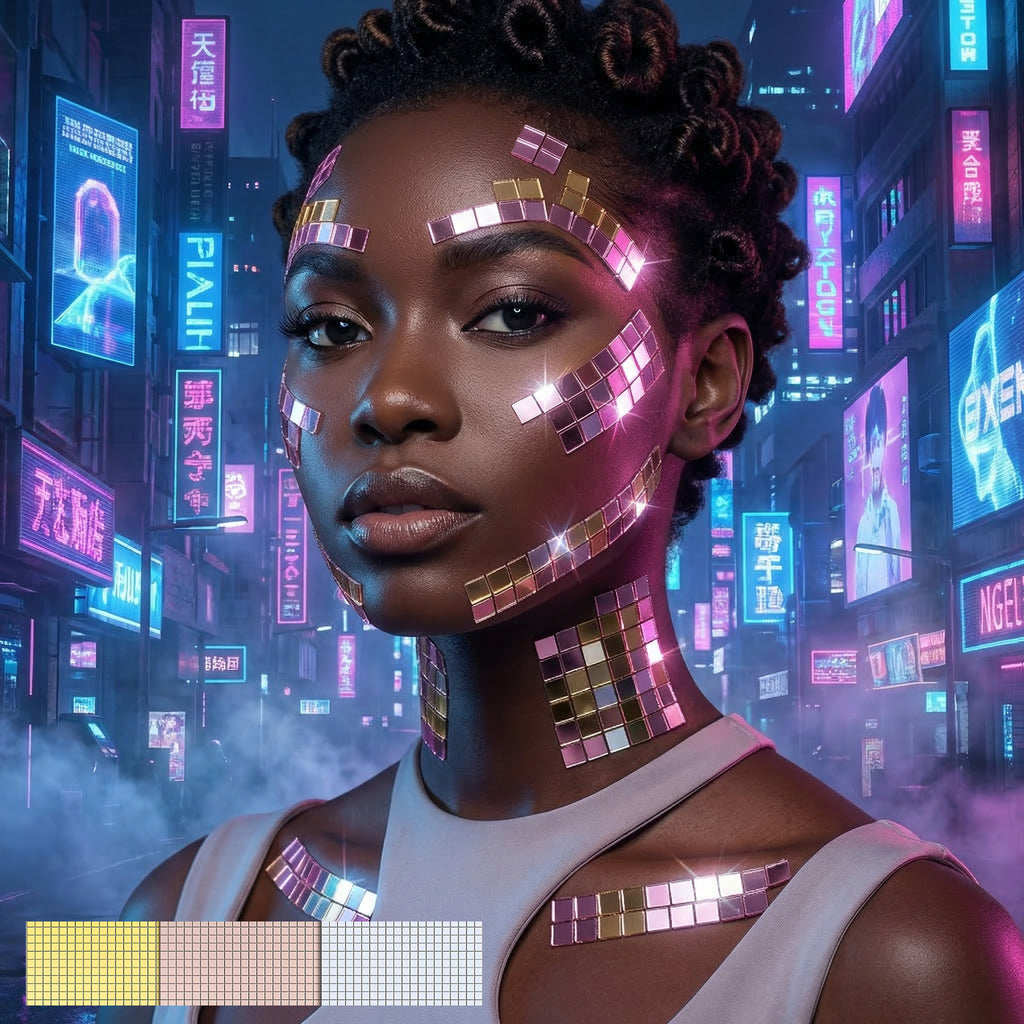 5x5mm Small Self-Adhesive Cyberpunk Face & Skin Makeup Glass Tiles | DIY Mosaic Craft Stickers (480pcs)