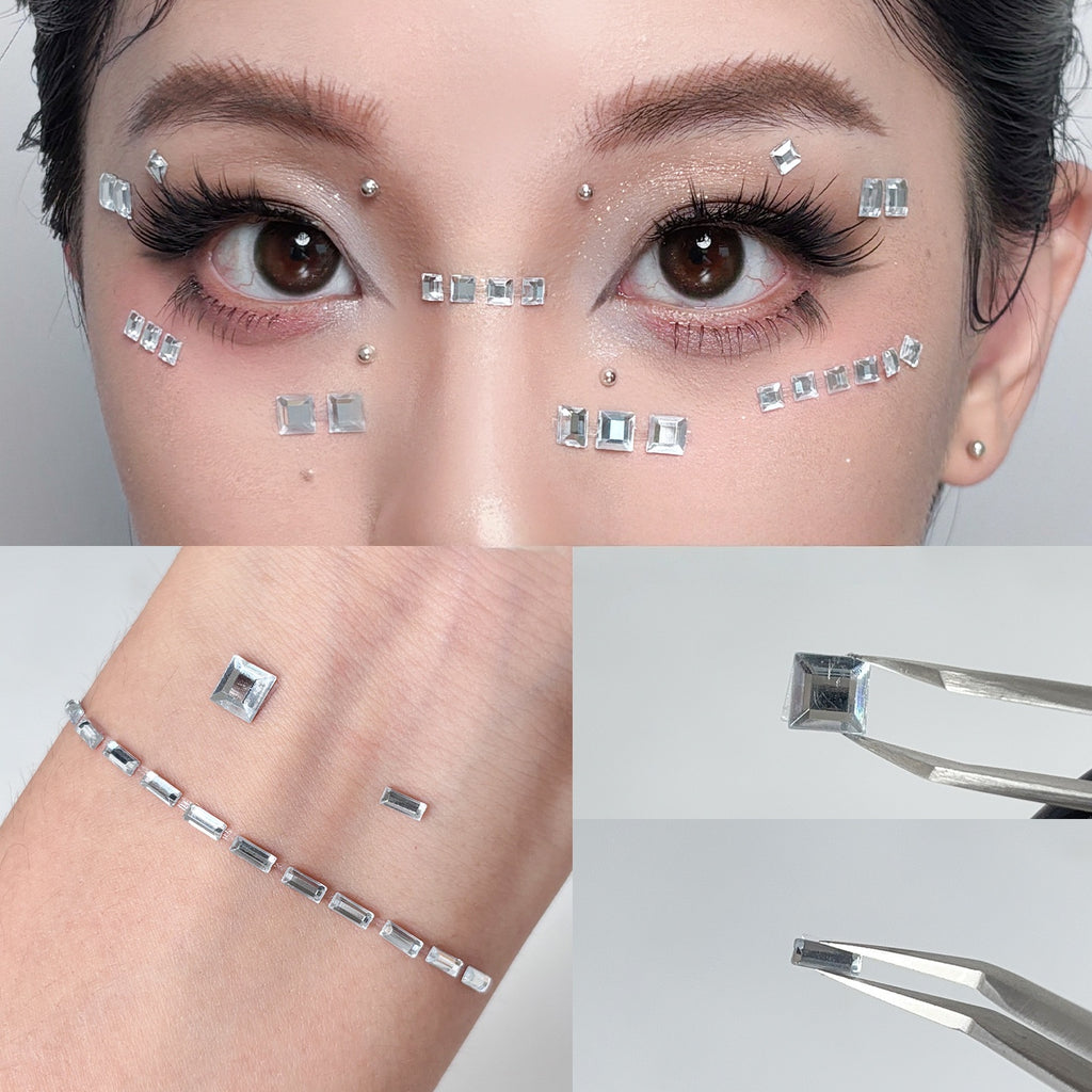 2-Sheets Mix Size Self-Adhesive Cyberpunk Face & Skin Makeup Glass Tiles | DIY Mosaic Craft Stickers