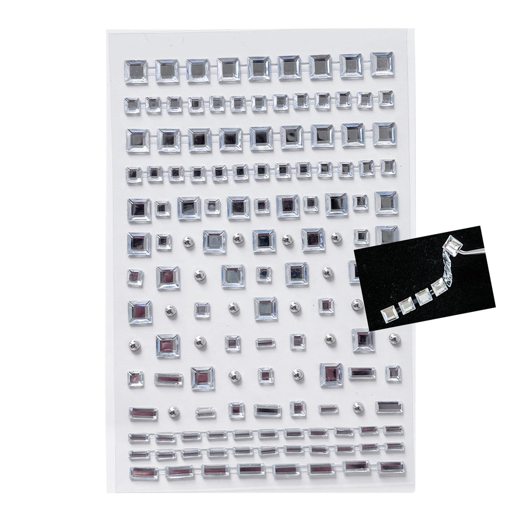 2-Sheets Mix Size Self-Adhesive Cyberpunk Face & Skin Makeup Glass Tiles | DIY Mosaic Craft Stickers