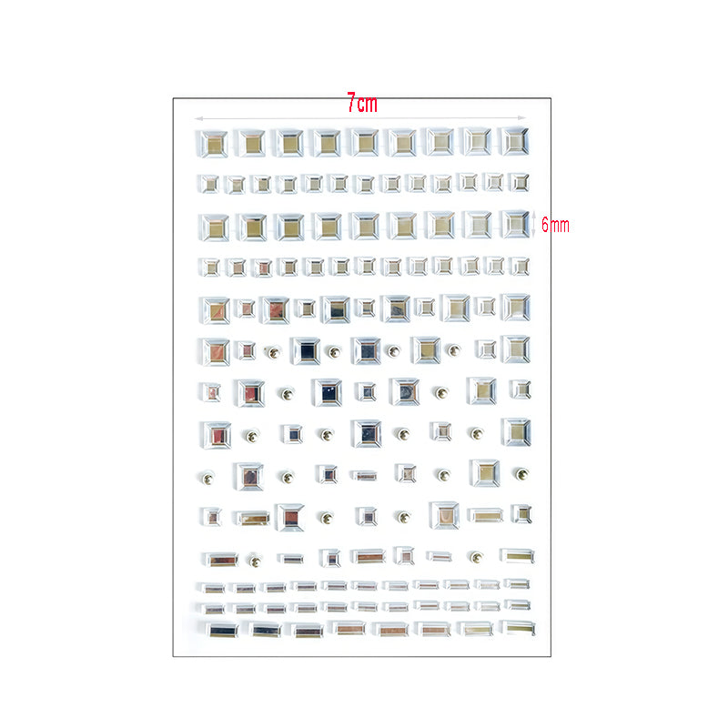 2-Sheets Mix Size Self-Adhesive Cyberpunk Face & Skin Makeup Glass Tiles | DIY Mosaic Craft Stickers