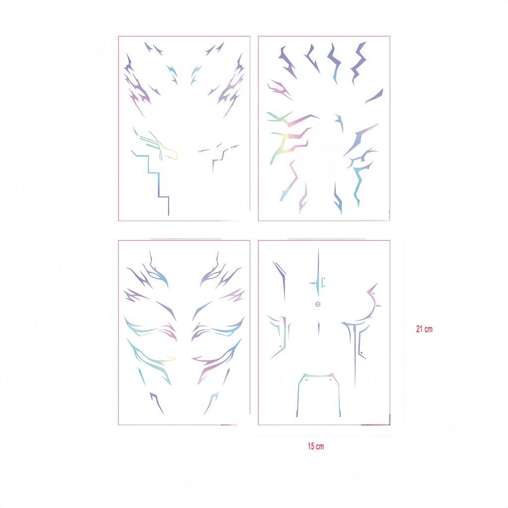4-Sheets Mix Size Self-Adhesive Cyberpunk Face & Skin Makeup Laser Stickers/DIY Craft Accessories