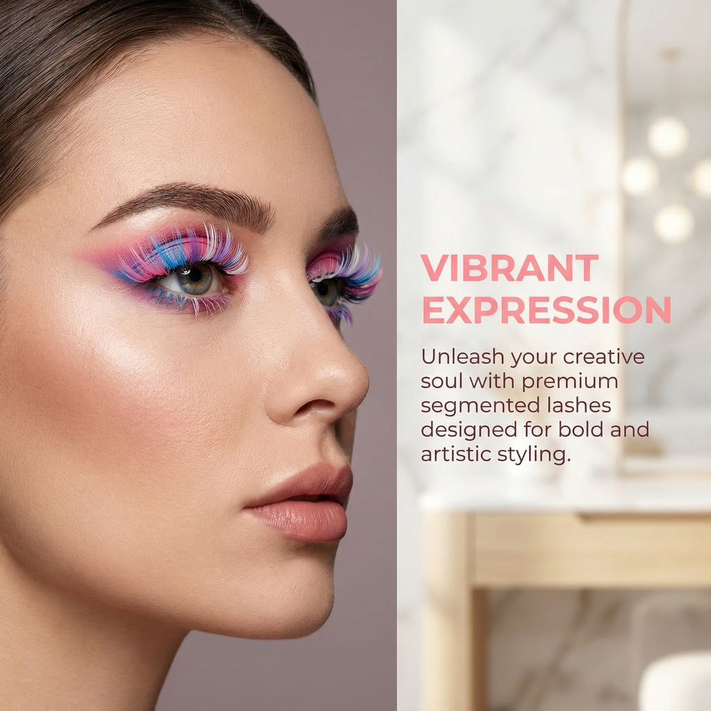 24Pcs Multi-Use Colored Segment Cross False Eyelashes – Cosplay Anime Makeup