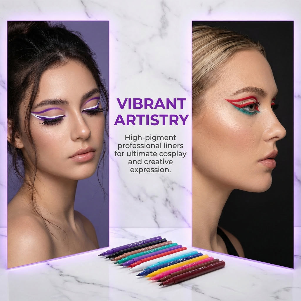 12 Colors Multi-Purpose Waterproof Liquid Eyeliner Set – Highly Pigmented Cosplay Beauty Pens