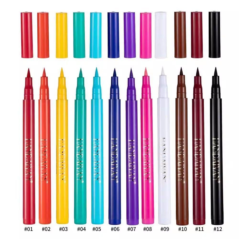 12 Colors Multi-Purpose Waterproof Liquid Eyeliner Set – Highly Pigmented Cosplay Beauty Pens