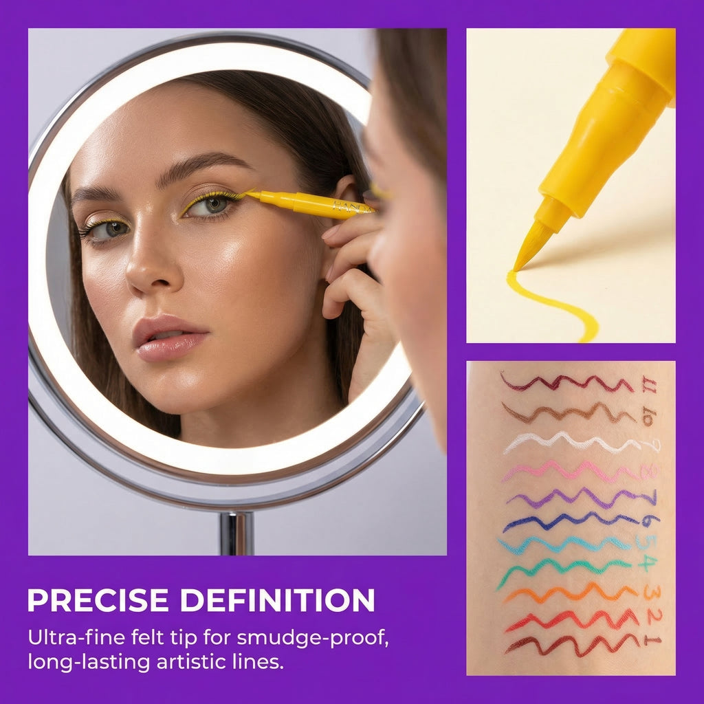 12 Colors Multi-Purpose Waterproof Liquid Eyeliner Set – Highly Pigmented Cosplay Beauty Pens