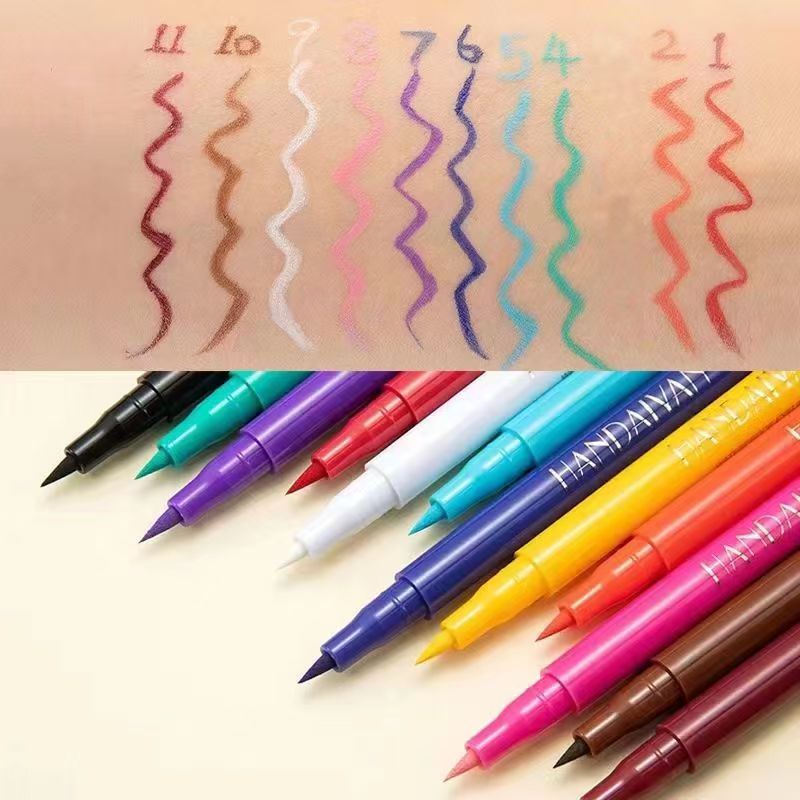 12 Colors Multi-Purpose Waterproof Liquid Eyeliner Set – Highly Pigmented Cosplay Beauty Pens