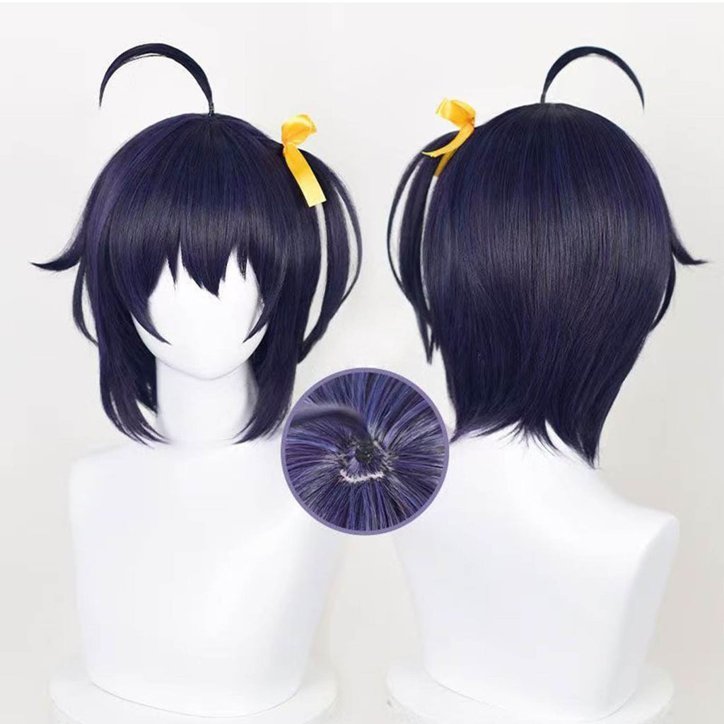 Wicked Eye Illusion Short Wig Set - 30cm Deep Violet Blue Bob with Square Eye Patch