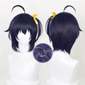Deep Blue-Violet Anime Wigs - 30cm Short Straight Cosplay Wig with Square Eye Patch