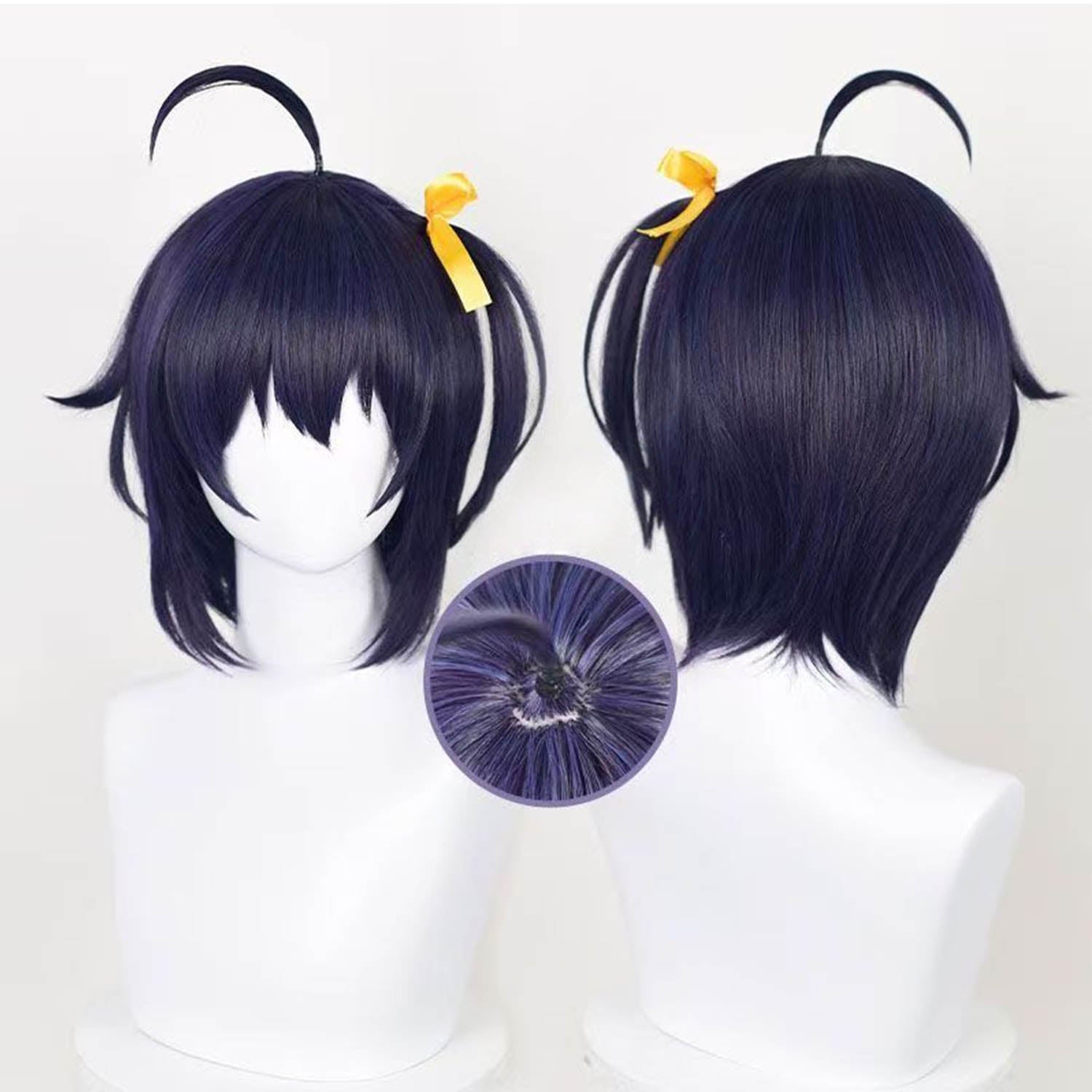 Wicked Eye Illusion Short Wig Set - 30cm Deep Violet Blue Bob with Square Eye Patch