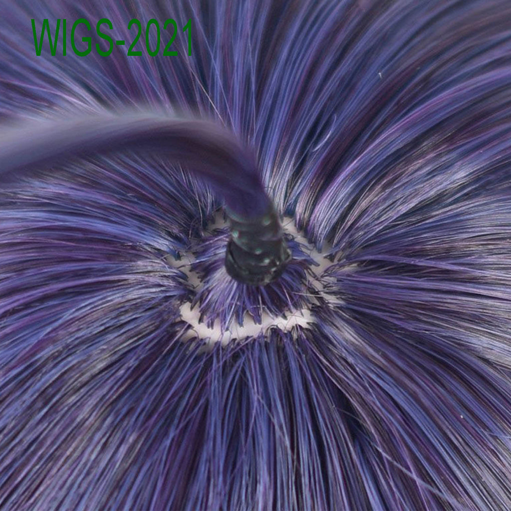 Wicked Eye Illusion Short Wig Set - 30cm Deep Violet Blue Bob with Square Eye Patch