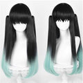 Black to Green Gradient Long Straight Wig - 65cm Fake Hair with 2 Straight Hair Clip
