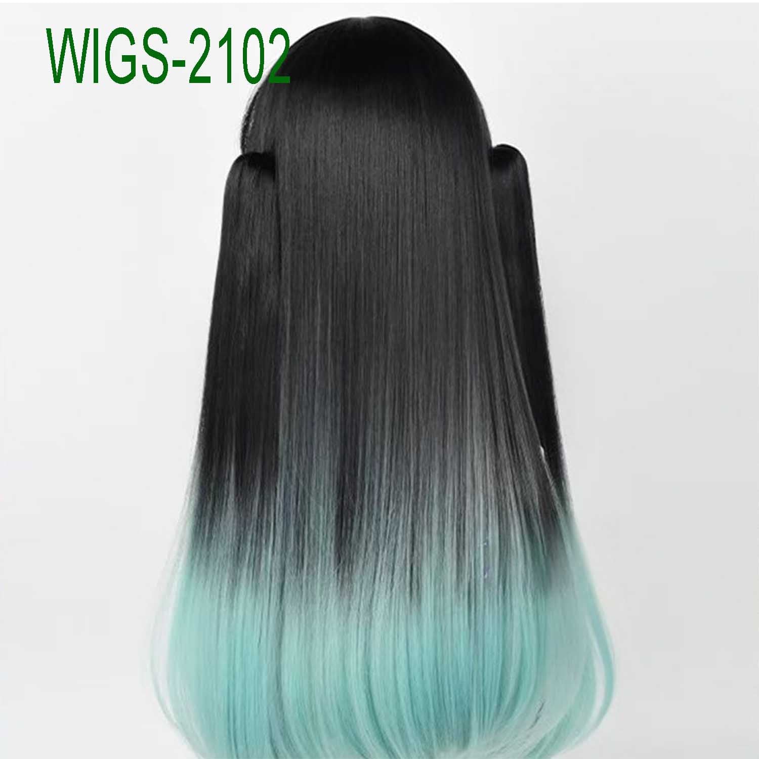 Black to Green Gradient Long Straight Wig - 65cm with 2 Straight Hair Clip