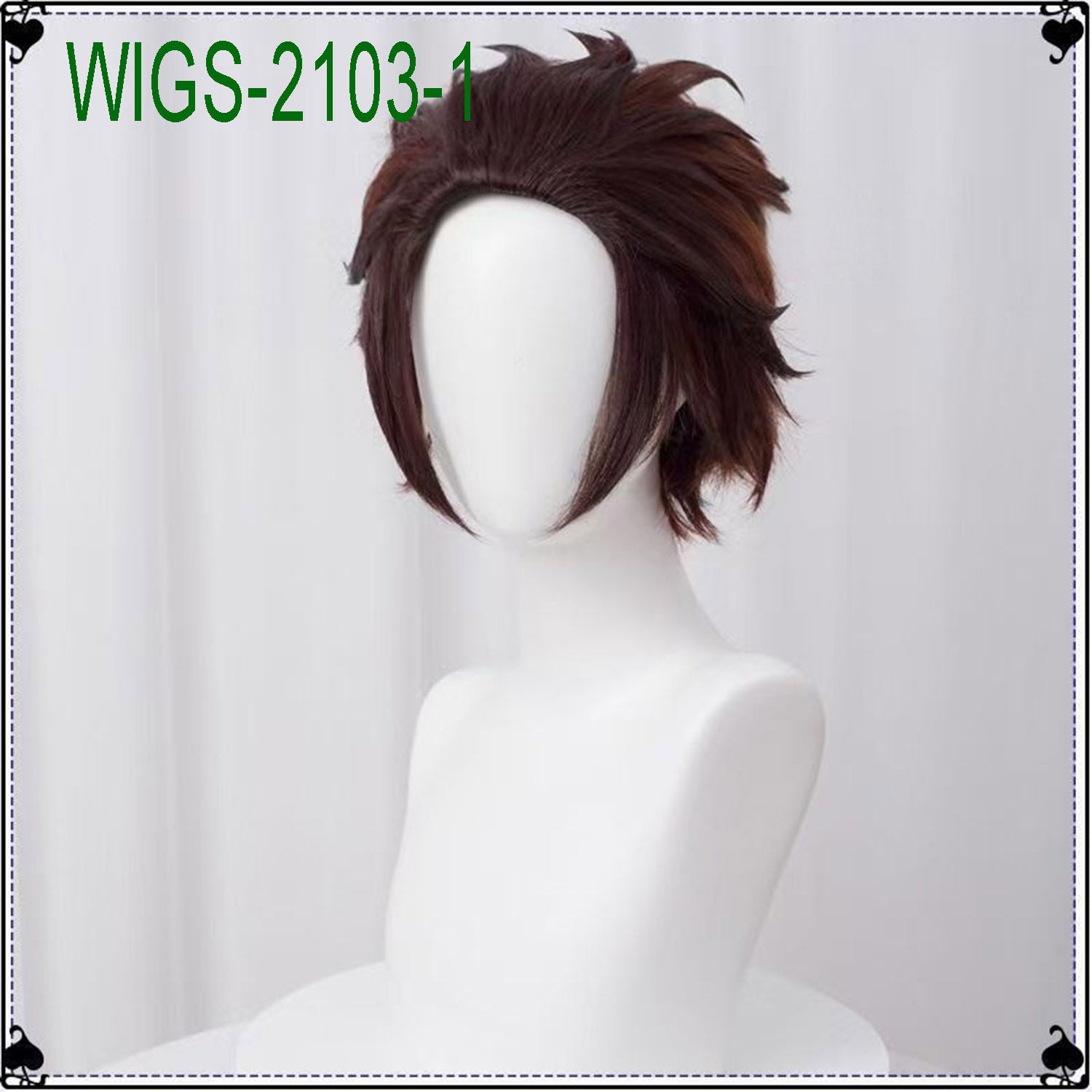 Cosplay Wig 32cm Dark Brown Spiky Short Hair with Black Undercut