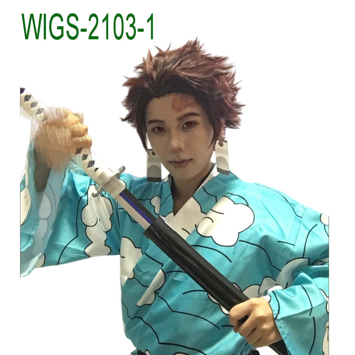 Cosplay Wig 32cm Dark Brown Spiky Short Hair with Black Undercut