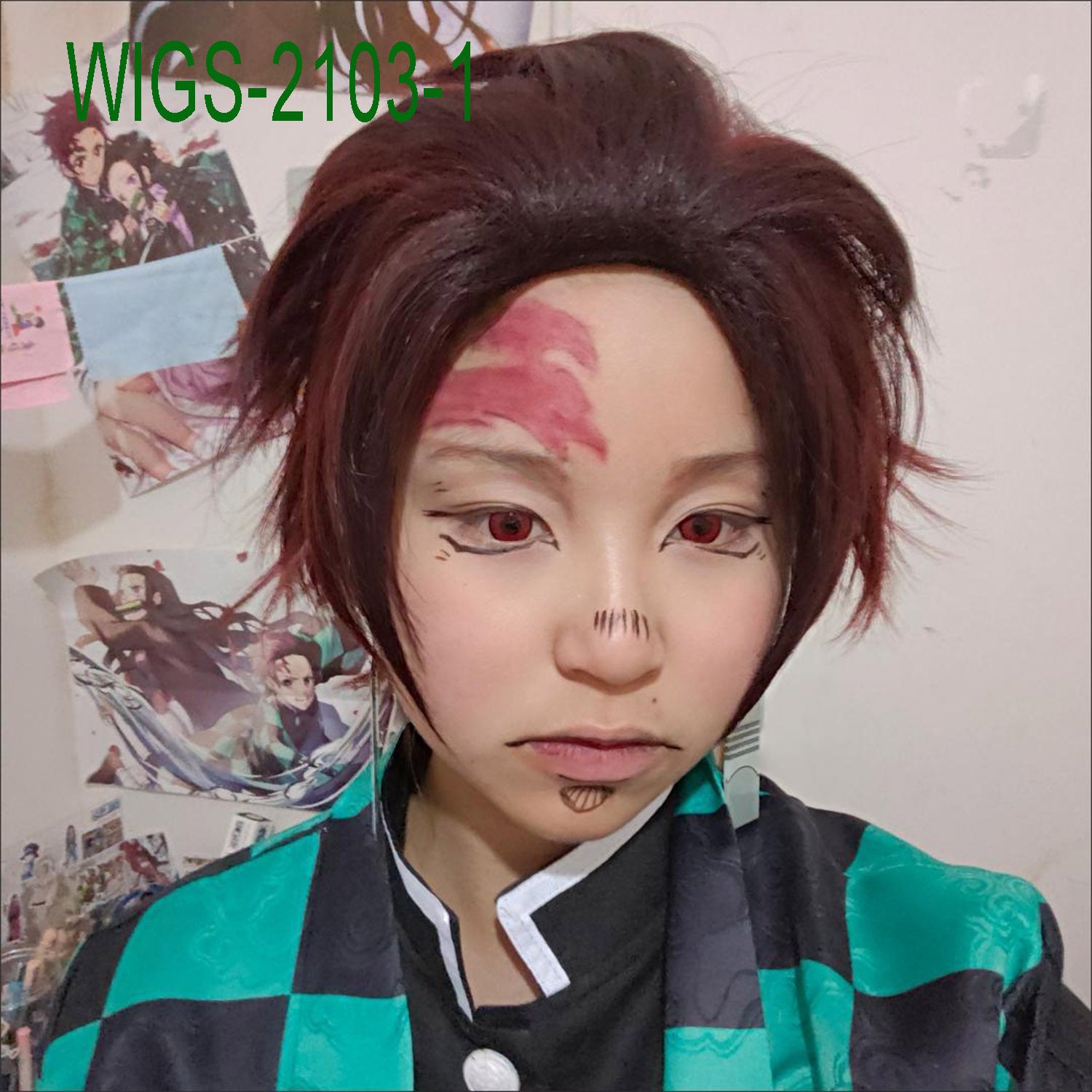 Cosplay Wig 32cm Dark Brown Spiky Short Hair with Black Undercut