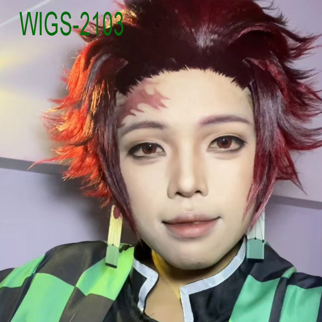 Burgundy Short Wig with Black Tips-32cm Textured Spiky Layers for Cosplay