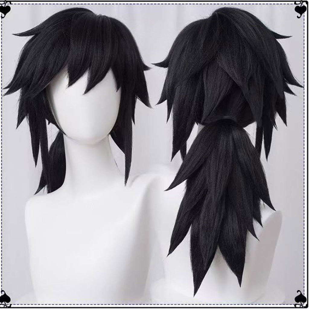 Black Puffy Long Wig-60cm Flip-Out with Ponytail Wig