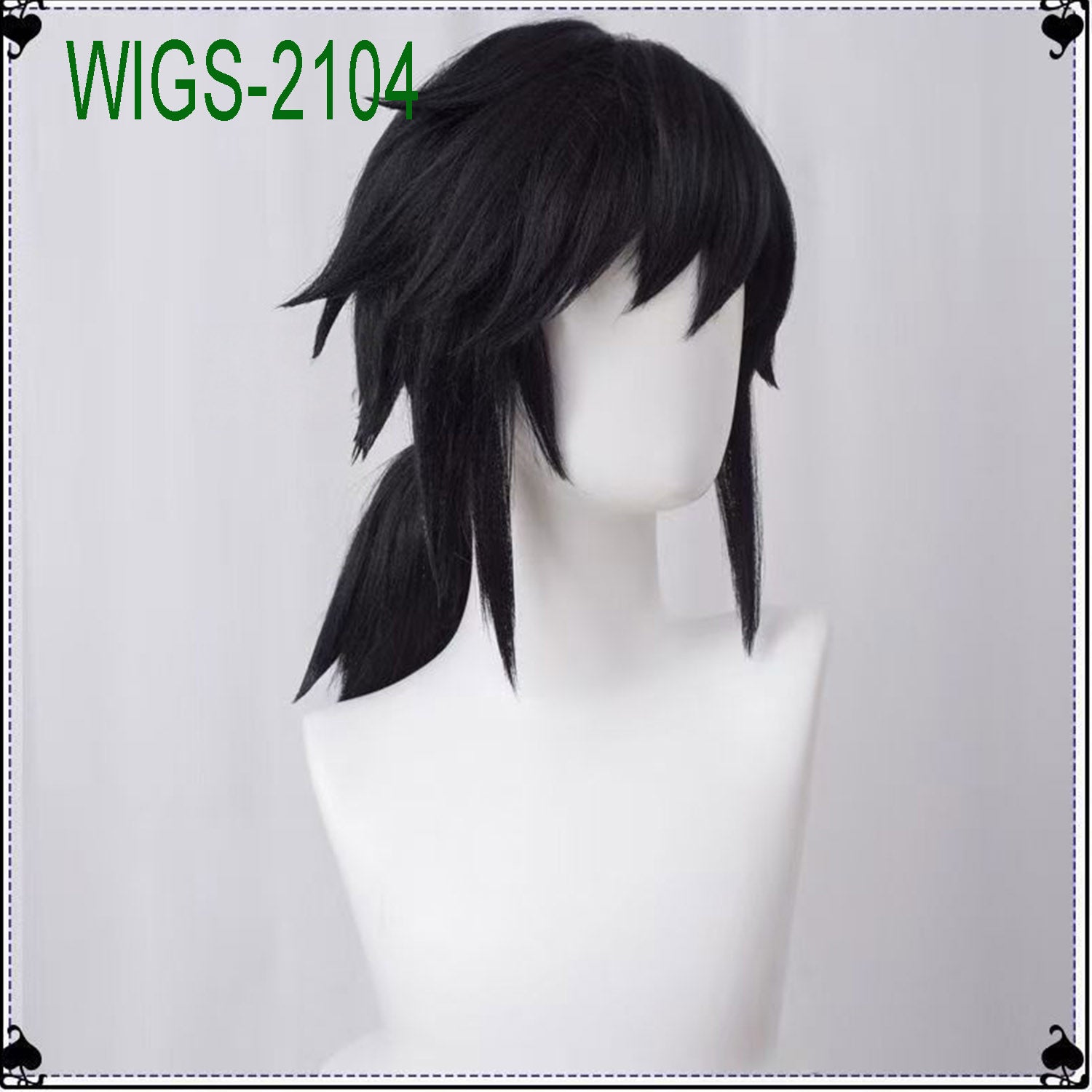 Black Puffy Long Wig-60cm Flip-Out with Ponytail Wig