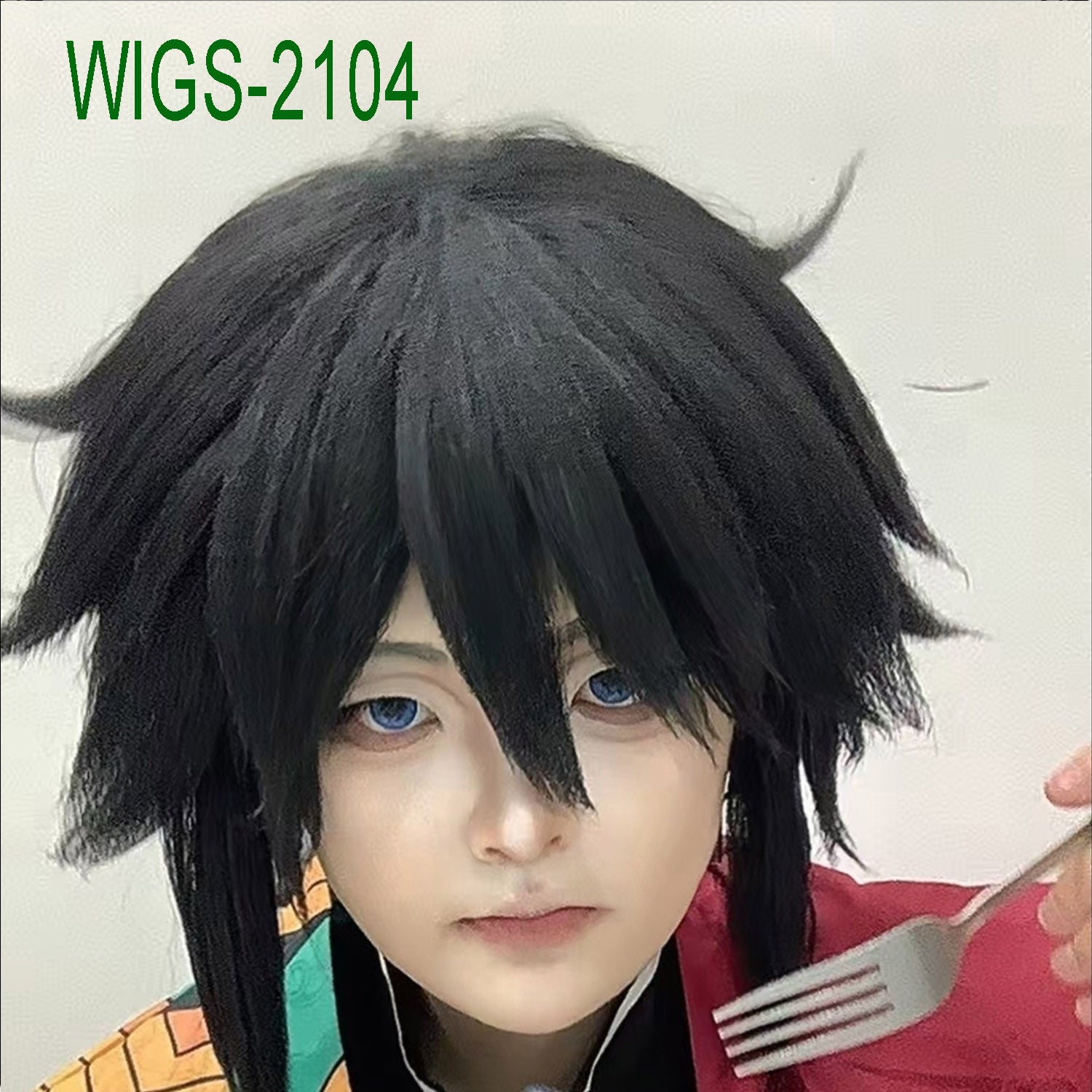 Black Puffy Long Wig-60cm Flip-Out with Ponytail Wig