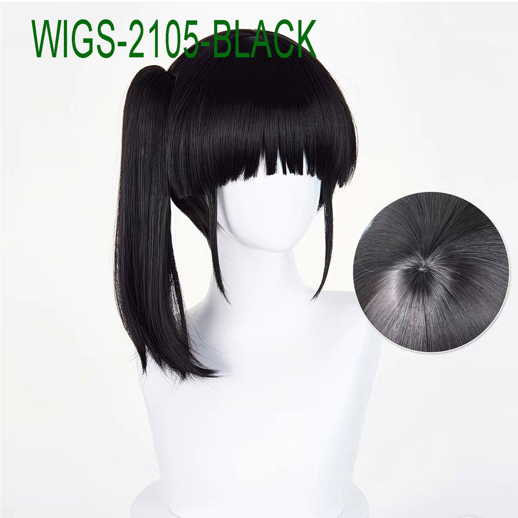 Anime Cosplay 40cm Black Wig and Side Ponytail with Butterfly Clip
