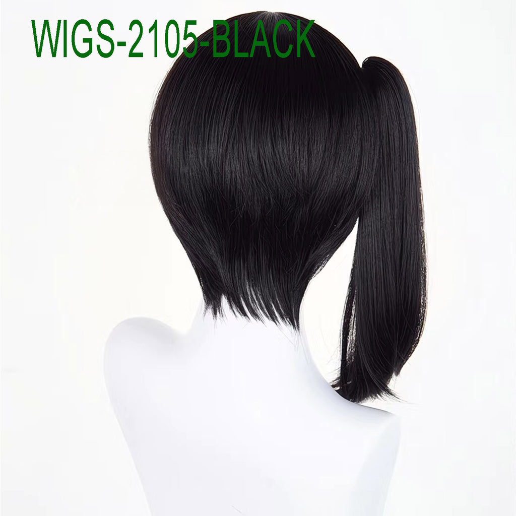 Anime Cosplay 40cm Black Wig and Side Ponytail with Butterfly Clip