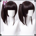 Dark Brown Anime Wigs with Clipin Side Ponytail -40cm Straight Cosplay Wig Butterfly Hairpin