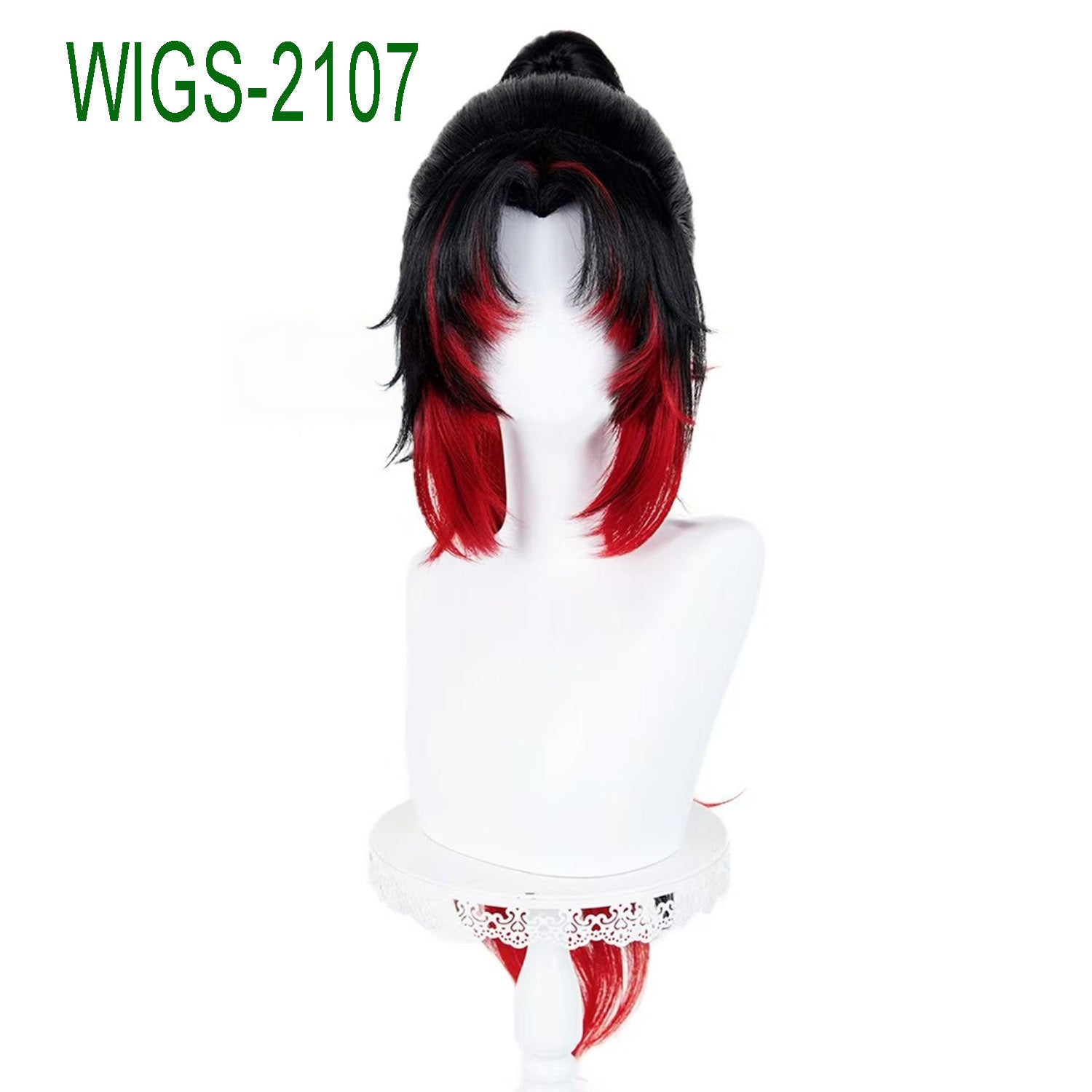 Anime Cosplay 40cm Black to Red Wig with 80cm Clip-in Long Layered Ponytail