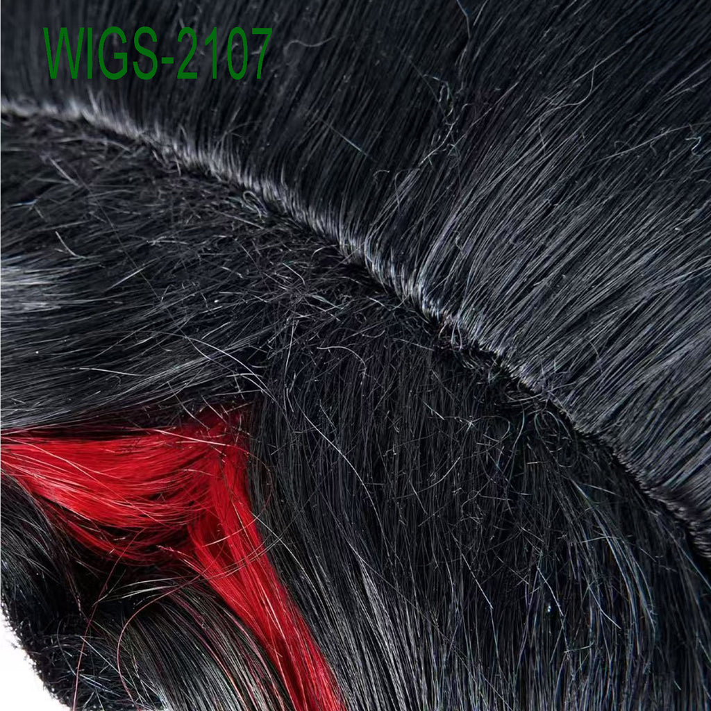 Black to Red Ends Long Wig-40cm Body Anime Cosplay Fake Hair with 80cm Clip-in Long Layered Ponytail