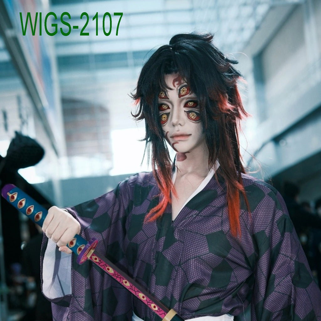 Black to Red Ends Long Wig-40cm Body Anime Cosplay Fake Hair with 80cm Clip-in Long Layered Ponytail