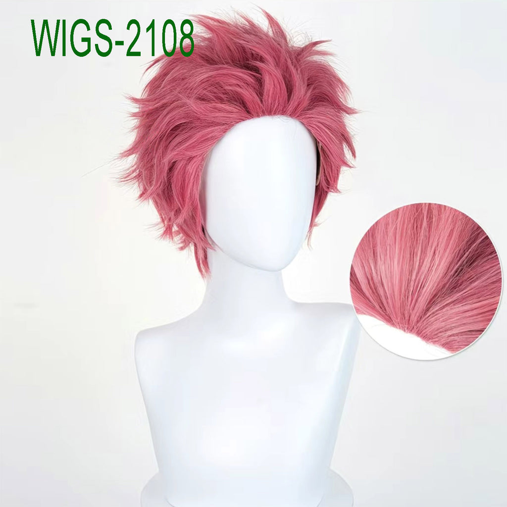 Deep Pink Anime Wigs with Flipped Out Ends - 32cm Short Spiky Cosplay Wig