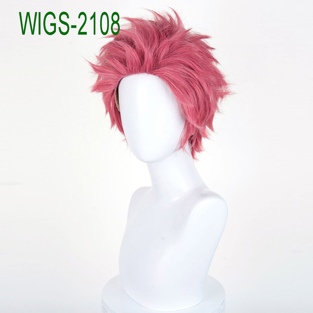 Deep Pink Anime Wigs with Flipped Out Ends - 32cm Short Spiky Cosplay Wig