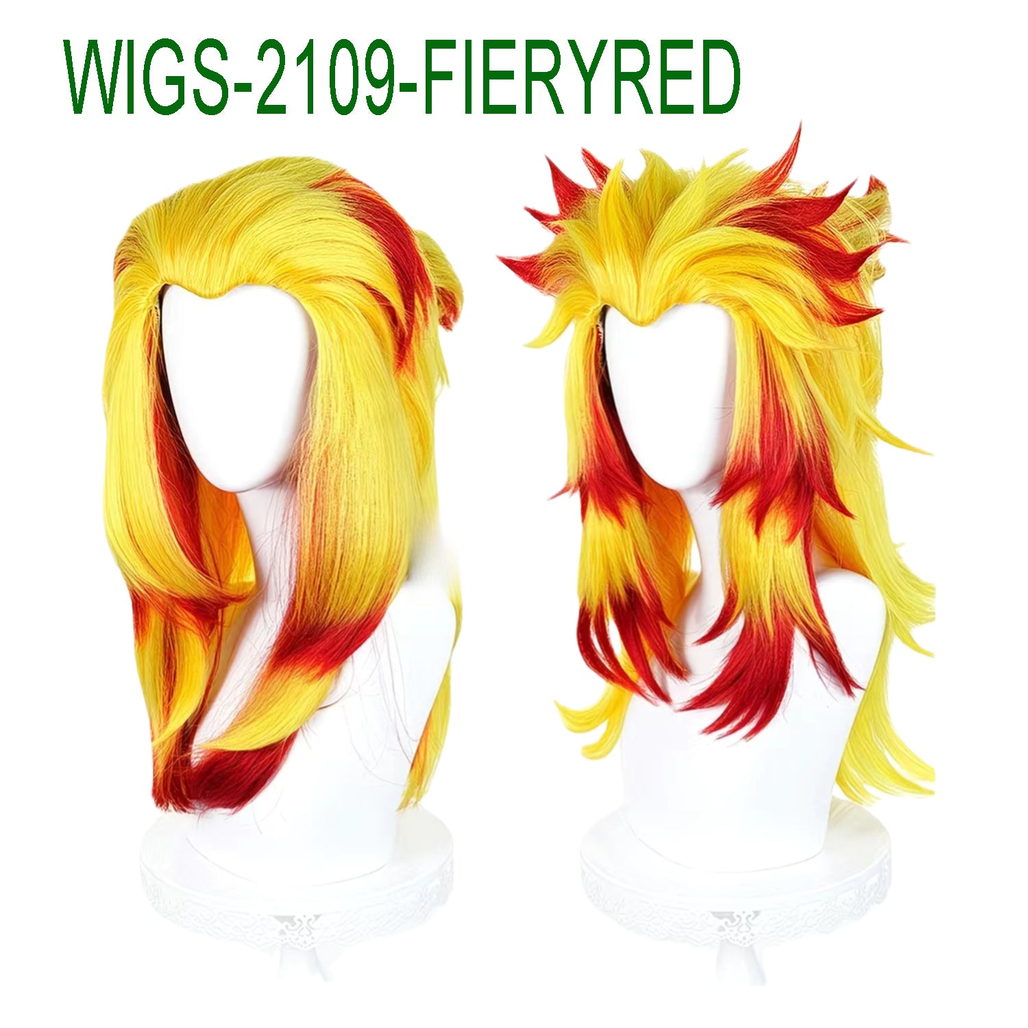 Yellow and Fiery Red Ombre Ends Straight Wigs-65cm Anime Cosplay Fake Hair with Short Hairpin Ponytail
