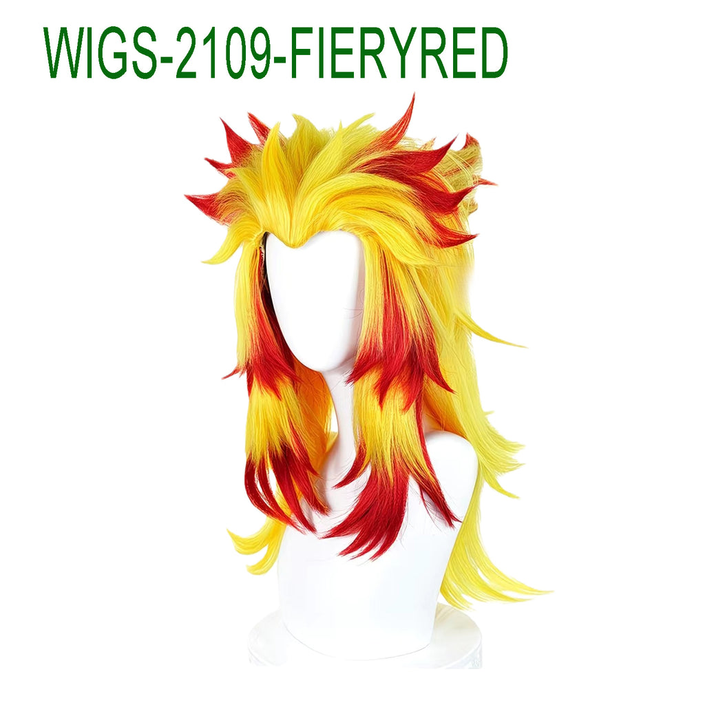 Yellow and Fiery Red Ombre Ends Straight Wigs-65cm Anime Cosplay Fake Hair with Short Hairpin Ponytail