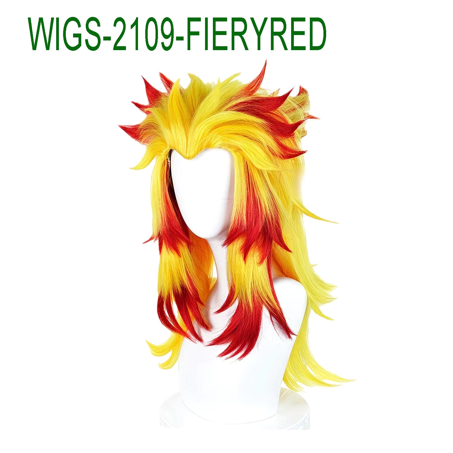 Yellow and Fiery Red Ombre Ends Straight Wigs-65cm Anime Cosplay Fake Hair with Short Hairpin Ponytail