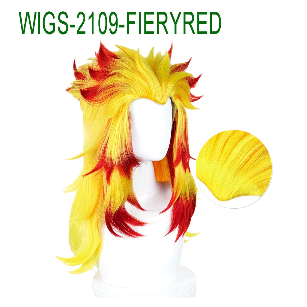 Yellow and Fiery Red Ombre Ends Straight Wigs-65cm Anime Cosplay Fake Hair with Short Hairpin Ponytail