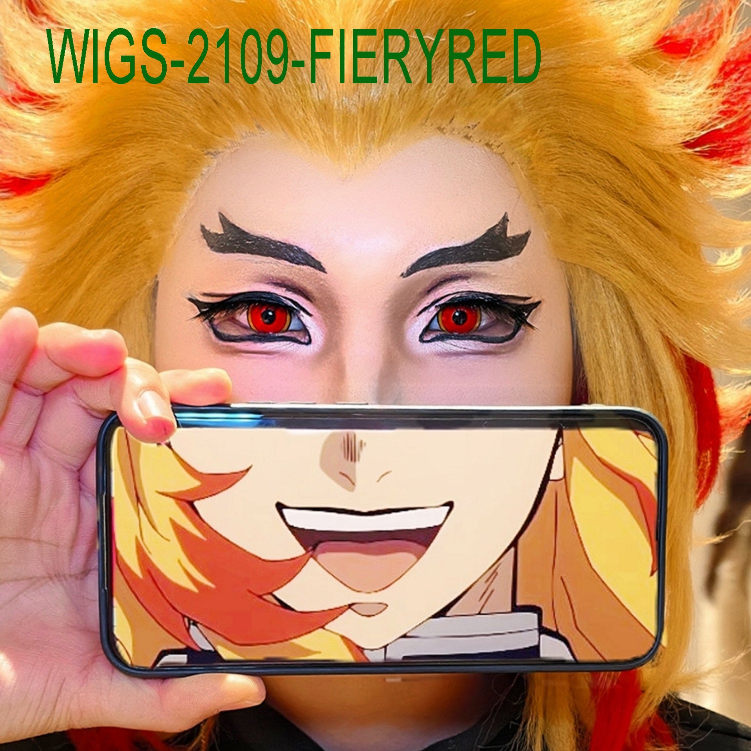 Yellow and Fiery Red Ombre Ends Straight Wigs-65cm Anime Cosplay Fake Hair with Short Hairpin Ponytail