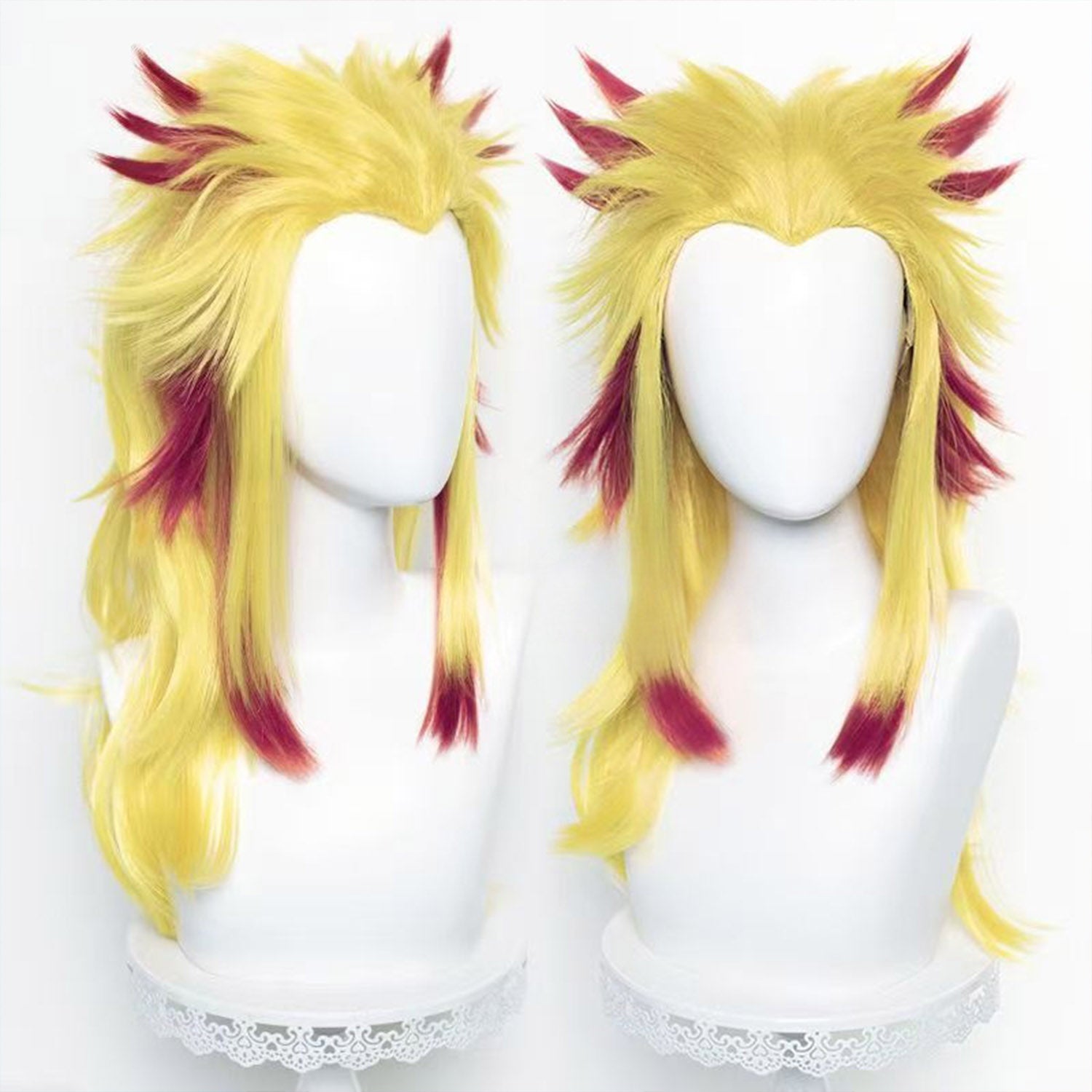 Anime Cosplay 65cm Long Tousled Wig Yellow and Wine Red Ombre Ends